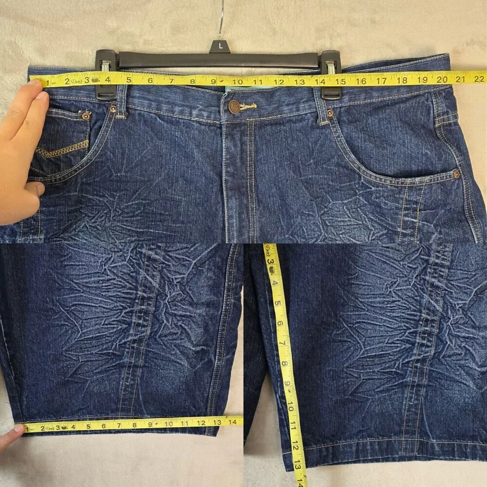Vibes Gold Label GL Men's Denim Shorts 42 Hip-Hop Skater Y2K Baggy Cotton Jorts